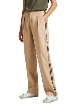 Pantalón Pepe Jeans Tencell Beige Para Mujer