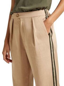 Pantalón Pepe Jeans Tencell Beige Para Mujer