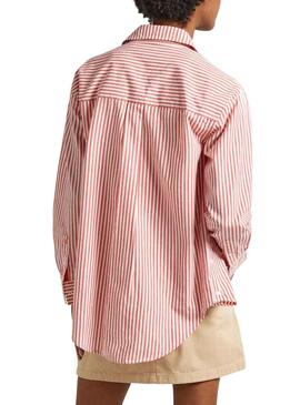 Camisa Pepe Jeans Bryce Rayas Rojo Para Mujer