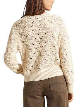 Jersey Pepe Jeans Grace Logo Beige Para Mujer