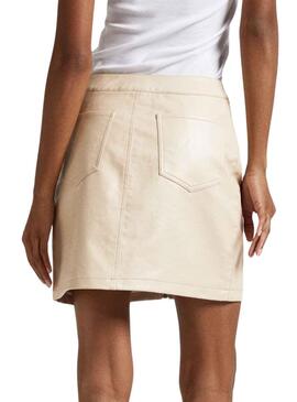 Falda Pepe Jeans Safire Polipiel Beige Para Mujer