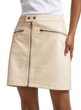 Falda Pepe Jeans Safire Polipiel Beige Para Mujer