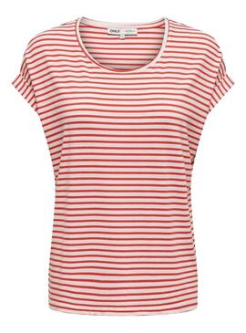 Camiseta Only Moster Stripe Rojo Para Mujer