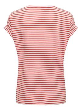 Camiseta Only Moster Stripe Rojo Para Mujer