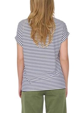 Camiseta Only Moster Stripe Blanco Para Mujer