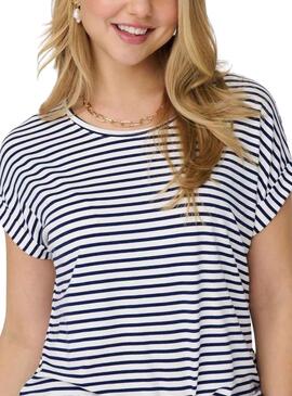 Camiseta Only Moster Stripe Blanco Para Mujer