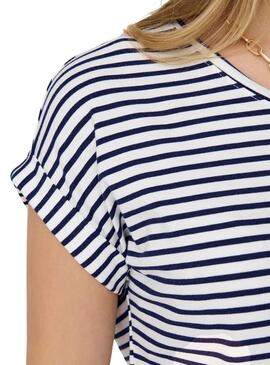 Camiseta Only Moster Stripe Blanco Para Mujer