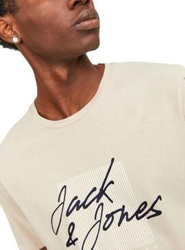 Camiseta Jack And Jones Zuri Beige Para Hombre