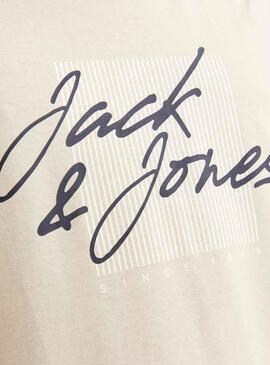 Camiseta Jack And Jones Zuri Beige Para Hombre