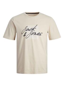 Camiseta Jack And Jones Zuri Beige Para Hombre