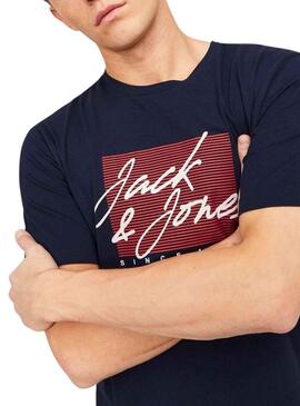 Camiseta Jack And Jones Zuri Azul Marino Hombre