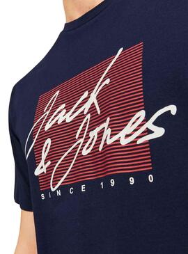 Camiseta Jack And Jones Zuri Azul Marino Hombre