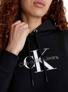 Sudadera Calvin Klein Monologo Regular Negro Mujer