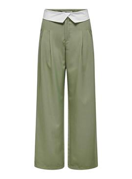 Pantalón Only Diane Fold Down Verde Para Mujer