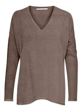 Jersey Only Amalia Marrón V-neck Marrón Para Mujer