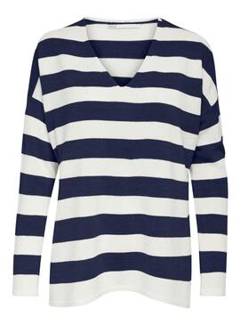 ONLAMALIA LS V-NECK CC KNTr W. NAVAL