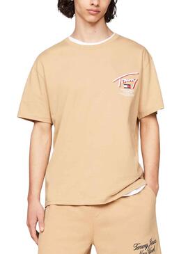 Camiseta Tommy Jeans Reg 3D Street Beige Hombre