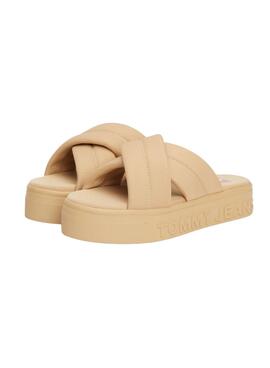 Sandalias Tommy Jeans Letter Beige para Mujer