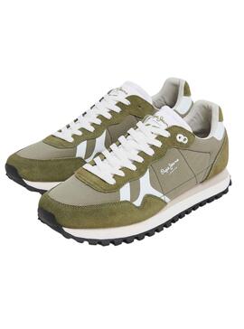 Zapatillas Pepe Jeans Brit Print Verde para Hombre