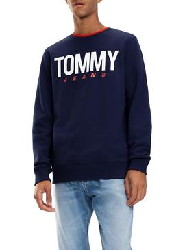 Sudadera Tommy Jeans Essential Logo Crew Marino