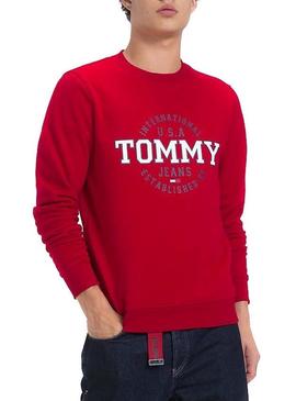 Sudadera Tommy Jeans Circular Rojo Hombre
