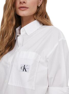 Camisa Calvin Klein Woven Label Blanco Mujer