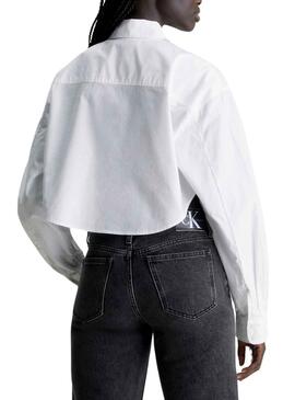 Camisa Calvin Klein Cropped Blanco Para Mujer