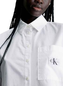 Camisa Calvin Klein Cropped Blanco Para Mujer