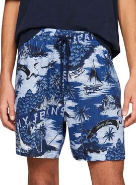 Bermuda Tommy Jeans Hawaian Azul para Hombre