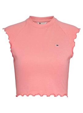 Camiseta Tommy Jeans Lock Rosa para Mujer