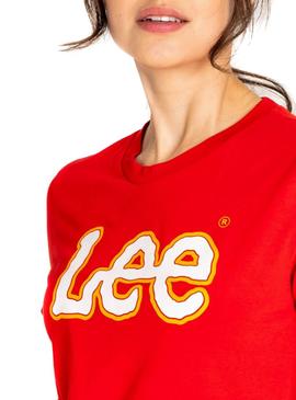 Camiseta Lee Logo Rojo Mujer