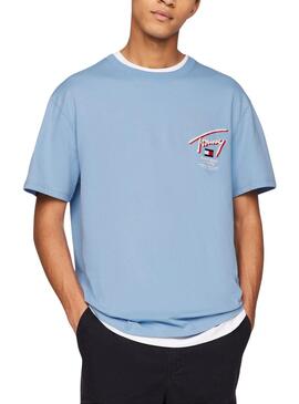 Camiseta Tommy Jeans 3D Azul para Hombre