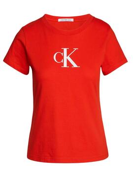 Camiseta Calvin Klein Satin Slim Rojo Para Mujer