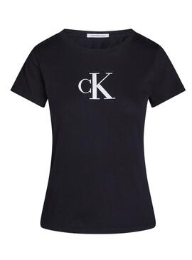Camiseta Calvin Klein Satin Slim Negro Para Mujer
