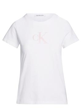 Camiseta Calvin Klein Satin Slim Blanco Para Mujer