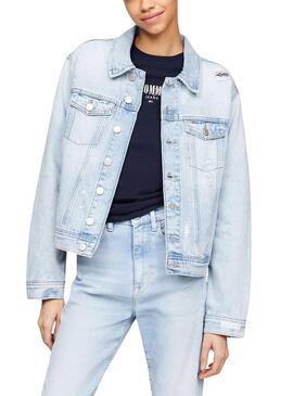 Cazadora Tommy Jeans Mom Azul para Mujer