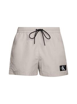 Bañador Corto Calvin Klein Drawstring Beige Hombre