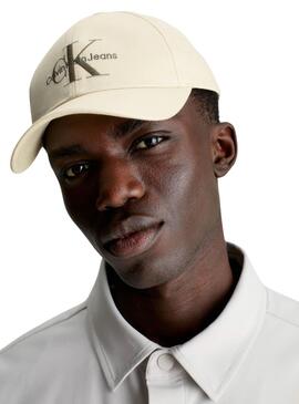 Gorra Calvin Klein Monogram Beige Para Hombre