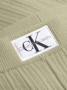 Leggings Calvin Klein Woven Lavel Verde Mujer