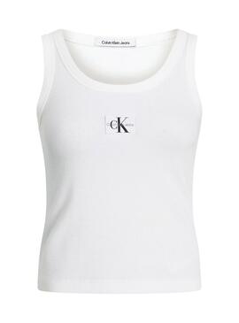 Camiseta Calvin Klein Woven Label Blanco Mujer