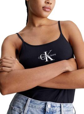 Camiseta Calvin Klein Monologo Strappy Negro Mujer