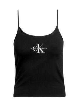 Camiseta Calvin Klein Monologo Strappy Negro Mujer