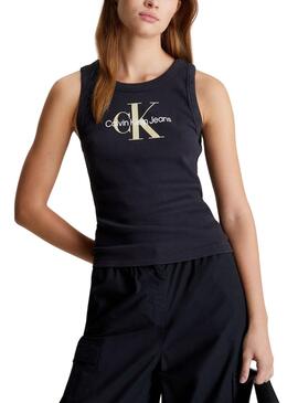 Camiseta Calvin Klein Archival MonologoNegro Mujer