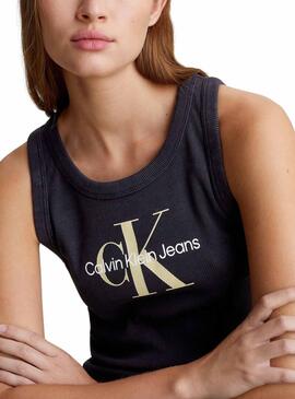 Camiseta Calvin Klein Archival MonologoNegro Mujer