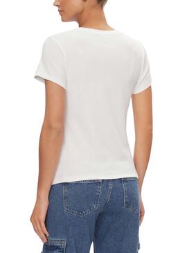 Camiseta Calvin Klein Woven Slim Blanco Para Mujer