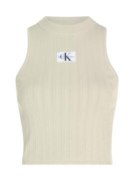 Top Calvin Klein Woven Label Verde Para Mujer