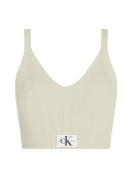 Top Calvin Klein Woven Label Verde Para Mujer