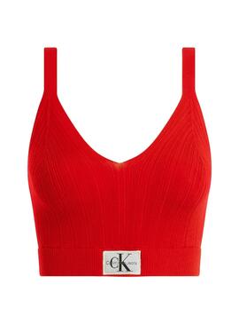 Top Calvin Klein Woven Label Rojo Para Mujer