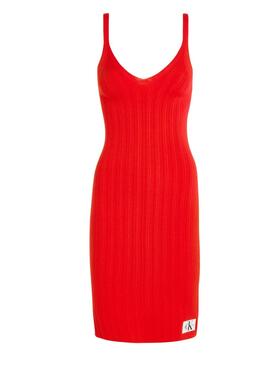 Vestido Calvin Klein Woven Label Rojo Para Mujer