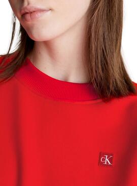 Sudadera Calvin Klein Embro Badge Rojo Para Mujer